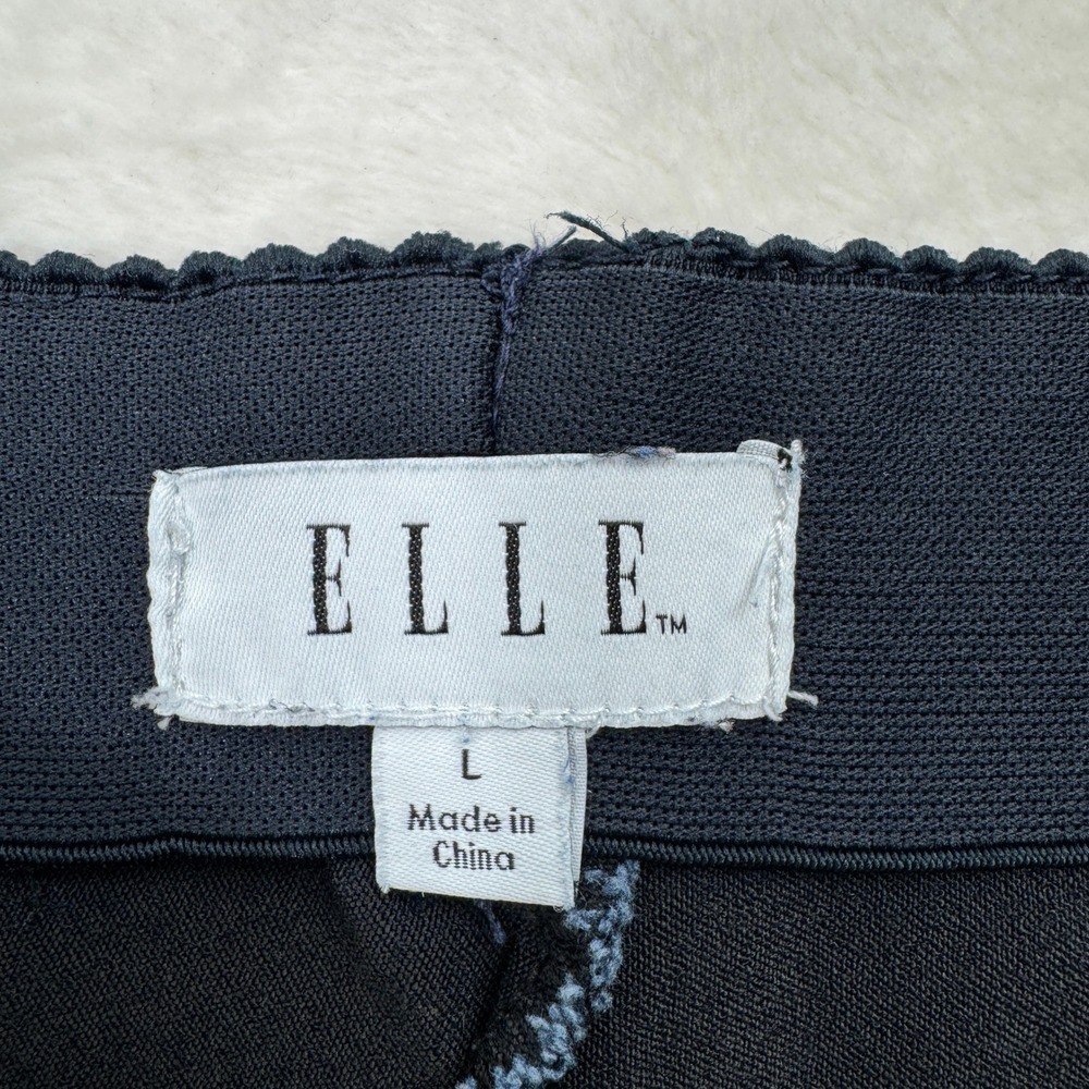 ELLE Pants Womens L Navy Blue Pull On Straight‎ Leg Stretch High Rise Career - Picture 3 of 12